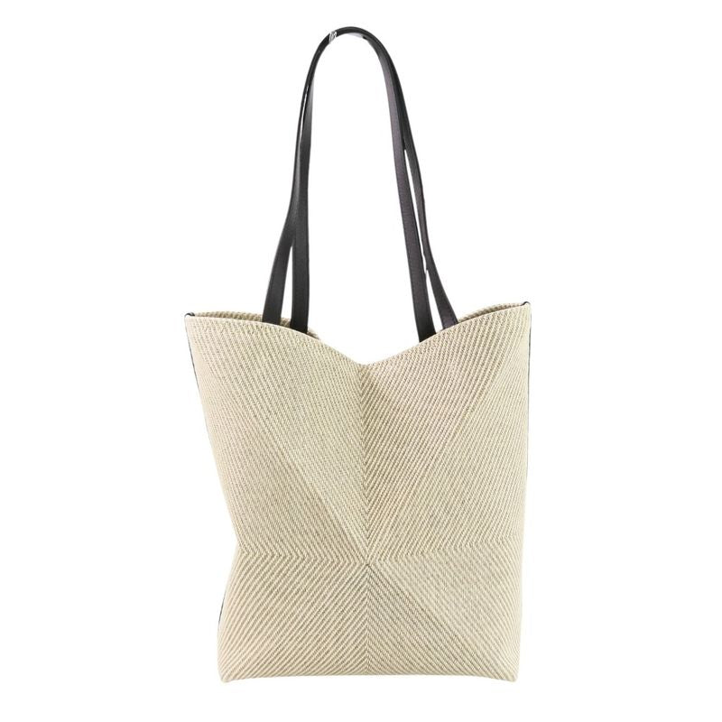 Loewe Puzzle Fold Tote Bag Medium Cotton Jacquard Beige Ladies Used