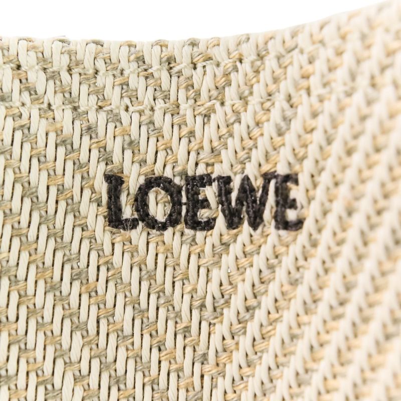 Loewe Puzzle Fold Tote Bag Medium Cotton Jacquard Beige Ladies Used
