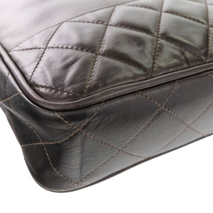 Good Chanel Matelasse Leather Chain Shoulder Bag Brown Gold Color Hardware