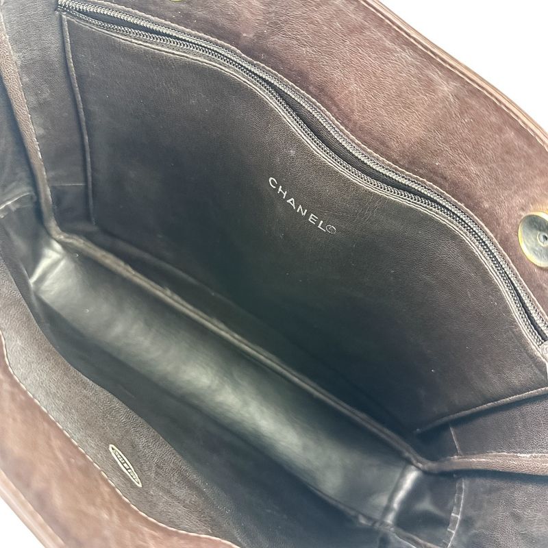 Good Chanel Matelasse Leather Chain Shoulder Bag Brown Gold Color Hardware