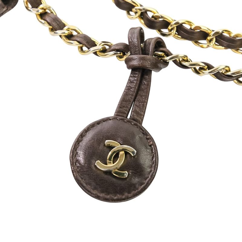 Good Chanel Matelasse Leather Chain Shoulder Bag Brown Gold Color Hardware
