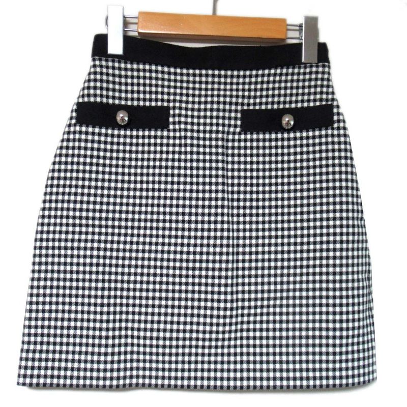 23ss Gucci Gingham Checkered Jacket + Mini Skirt Set-Up Size 36 Black and White