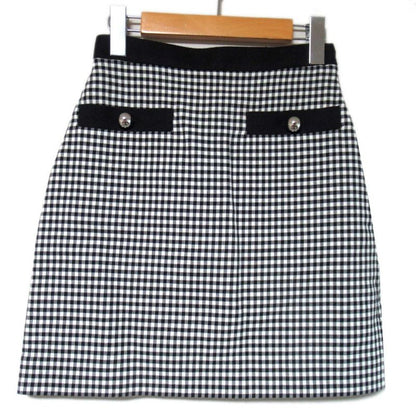 23ss Gucci Gingham Checkered Jacket + Mini Skirt Set-Up Size 36 Black and White