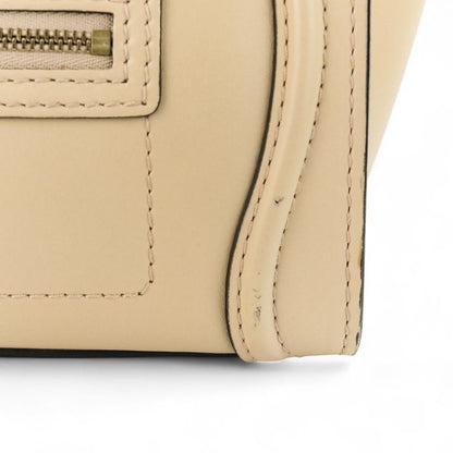 Good Celine Luggage Nano Shopper 2way Tote Bag Shoulder Bag Bicolor Beige Black