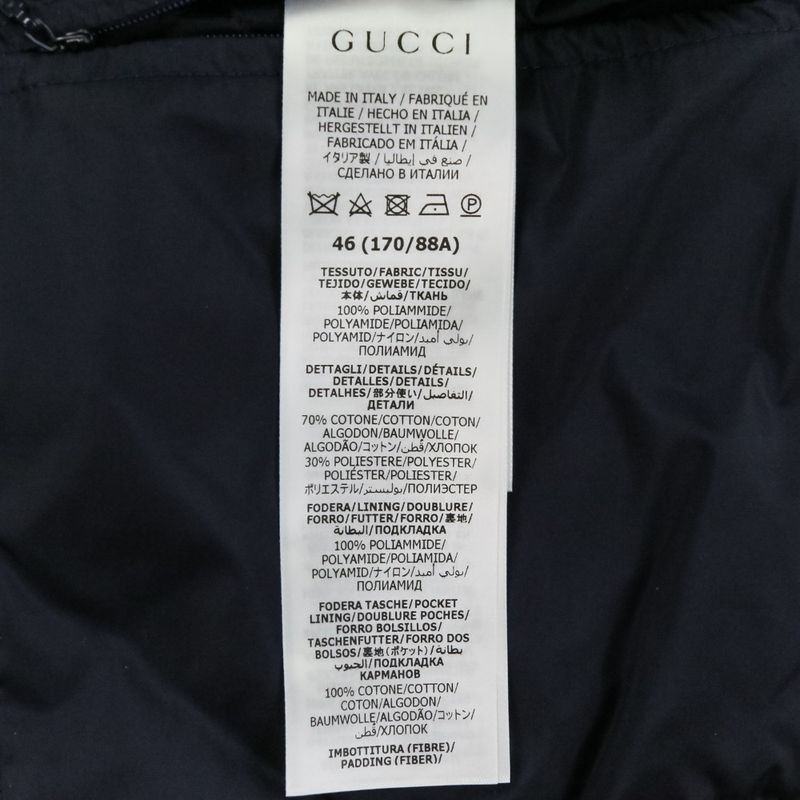 Good 24ss Gucci GG Canvas Nylon Lined Quilted Zip Jacket Blouson 770762 Size 46