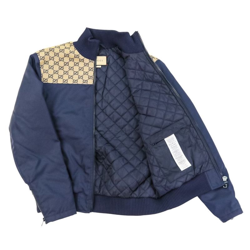 Good 24ss Gucci GG Canvas Nylon Lined Quilted Zip Jacket Blouson 770762 Size 46