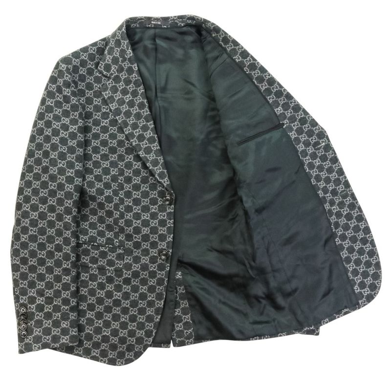 24ss Gucci GG Wool Flannel Tailored Jacket 770366 Size 46 Gray Men's Used