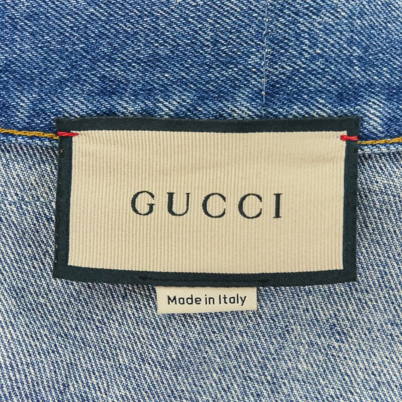 Good 24ss Gucci Washed Button Fly Baggy Denim Pants 758153 Size 30 Blue Men's