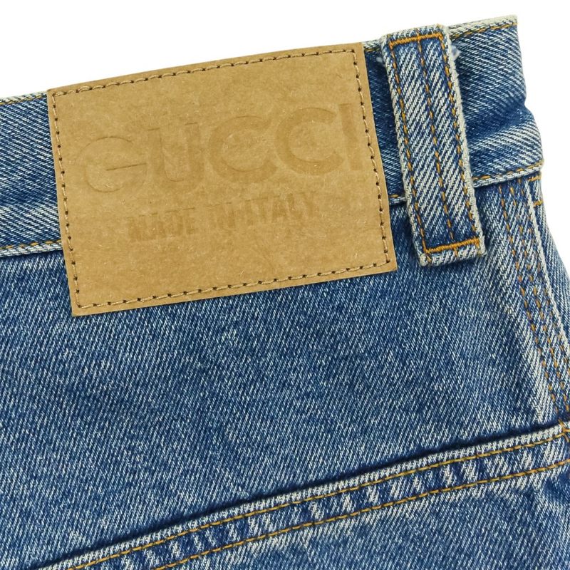 Good 24ss Gucci Washed Button Fly Baggy Denim Pants 758153 Size 30 Blue Men's
