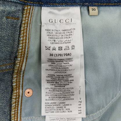 Good 24ss Gucci Washed Button Fly Baggy Denim Pants 758153 Size 30 Blue Men's