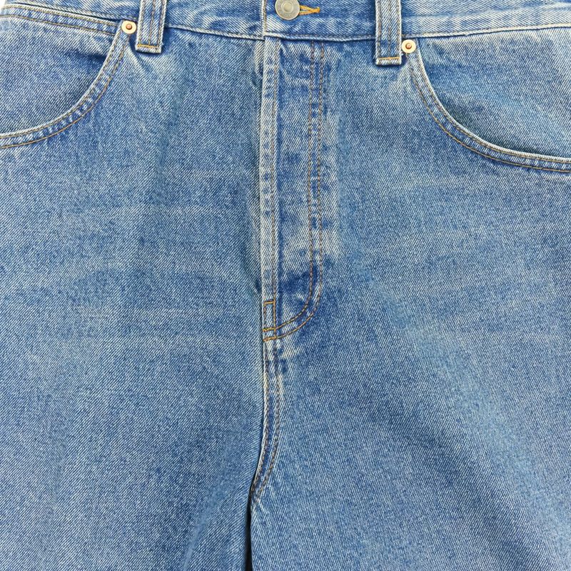 Good 24ss Gucci Washed Button Fly Baggy Denim Pants 758153 Size 30 Blue Men's