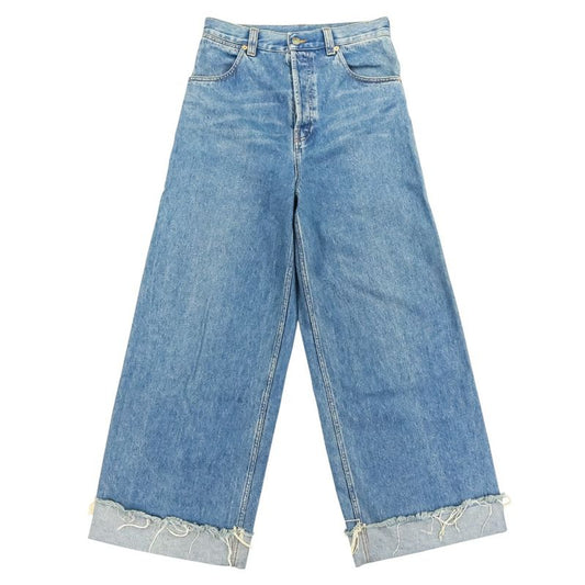 Good 24ss Gucci Washed Button Fly Baggy Denim Pants 758153 Size 30 Blue Men's