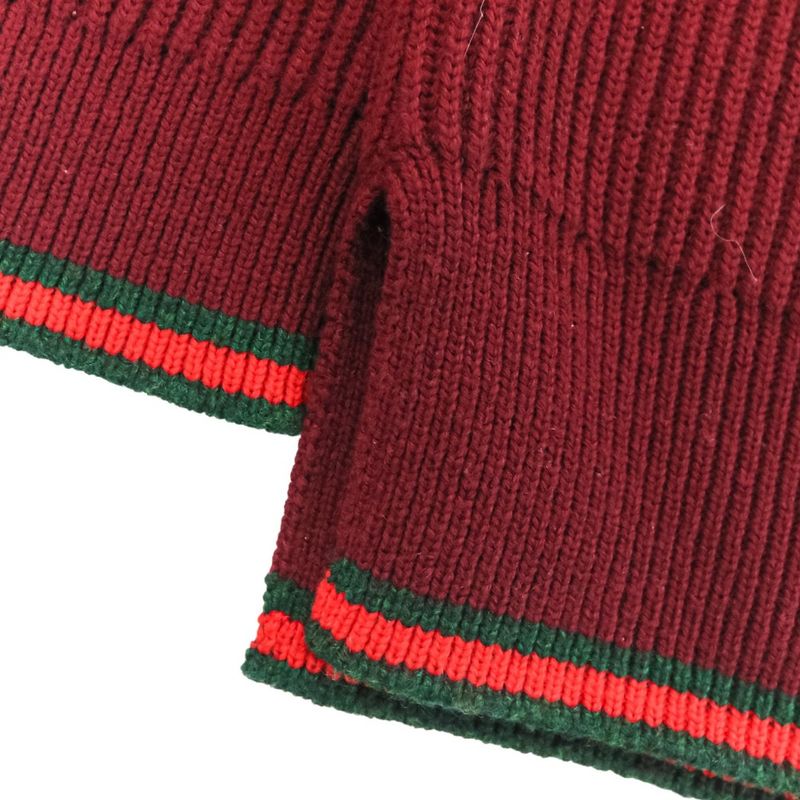 Gucci Wool Cashmere Blend Ribbed Knit Sweater 801692 Size M Bordeaux Men's Used