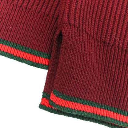 Gucci Wool Cashmere Blend Ribbed Knit Sweater 801692 Size M Bordeaux Men's Used