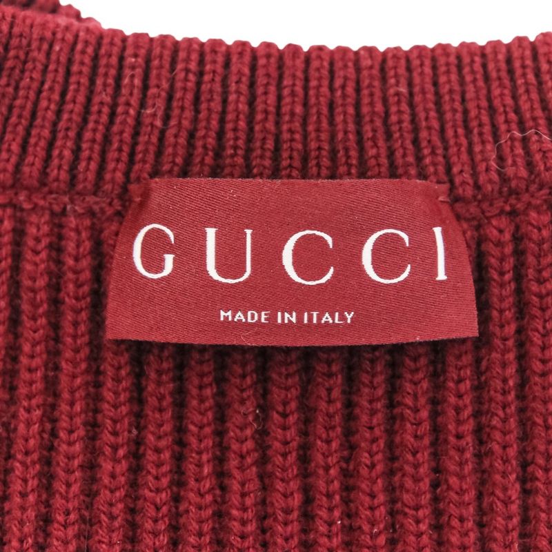 Gucci Wool Cashmere Blend Ribbed Knit Sweater 801692 Size M Bordeaux Men's Used