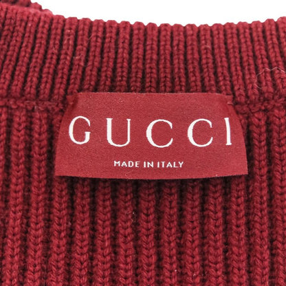 Gucci Wool Cashmere Blend Ribbed Knit Sweater 801692 Size M Bordeaux Men's Used