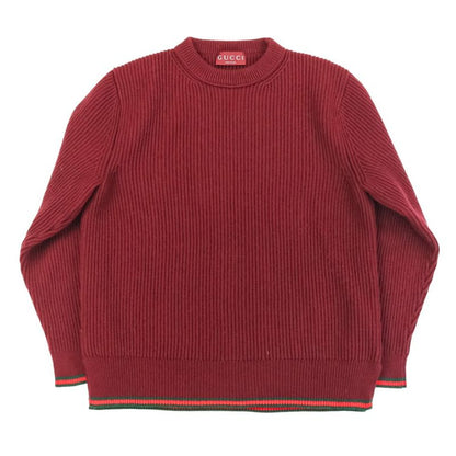 Gucci Wool Cashmere Blend Ribbed Knit Sweater 801692 Size M Bordeaux Men's Used
