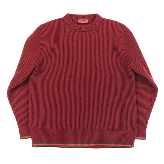 Gucci Wool Cashmere Blend Ribbed Knit Sweater 801692 Size M Bordeaux Men's Used