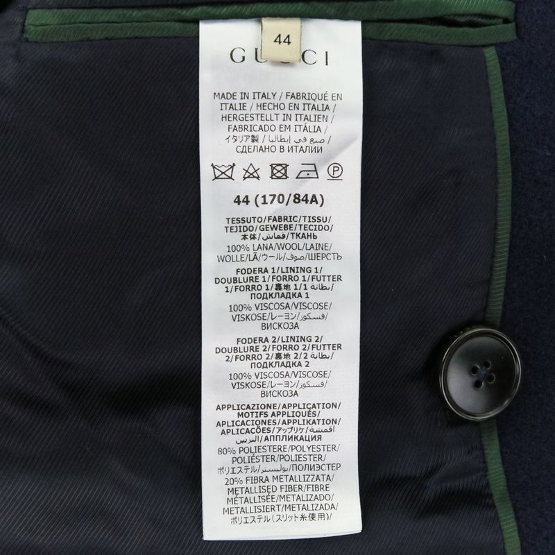 Gucci Wool Pea Coat 715703 Size 44 Navy Men's Used