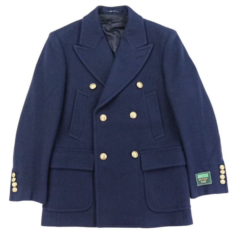 Gucci Wool Pea Coat 715703 Size 44 Navy Men's Used