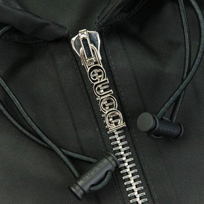 24aw Gucci Nylon Hooded Jacket with Embroidery 46 Black Mens Used