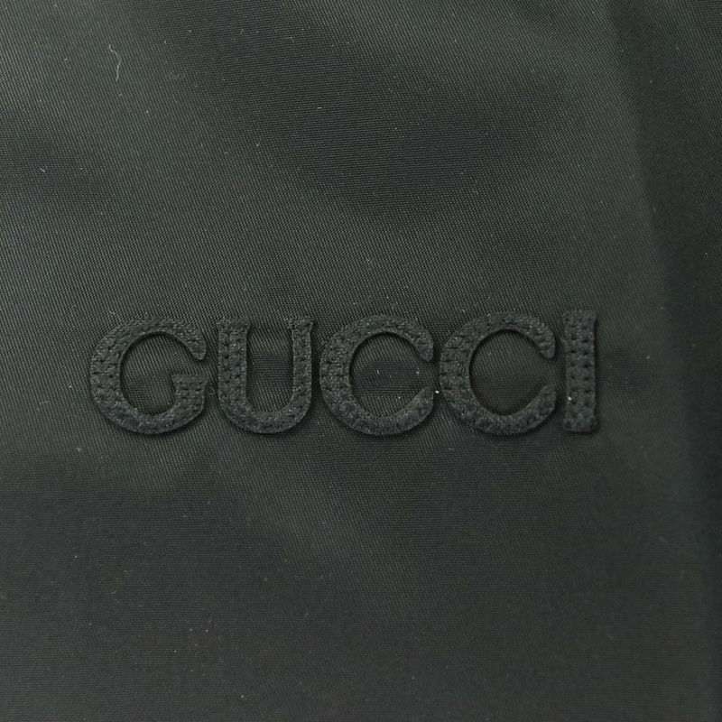 24aw Gucci Nylon Hooded Jacket with Embroidery 46 Black Mens Used