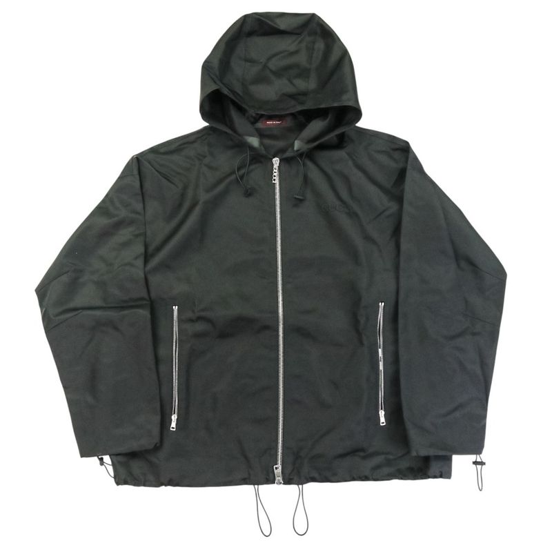 24aw Gucci Nylon Hooded Jacket with Embroidery 46 Black Mens Used