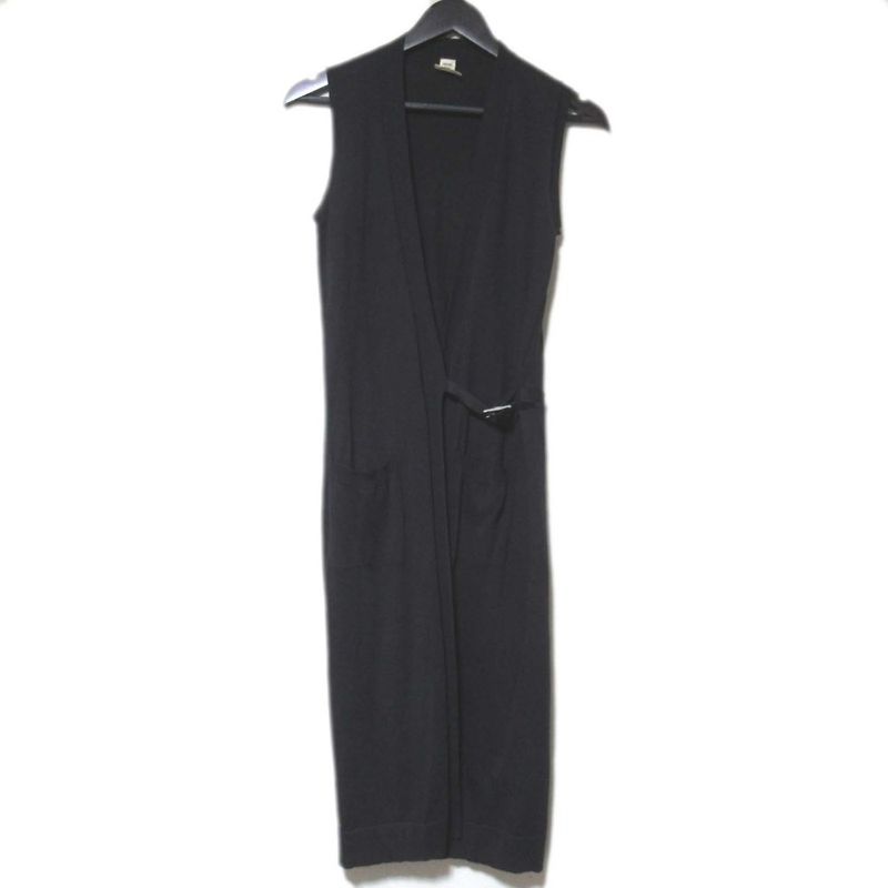 Good Hermes Gaultier Period Apivert Long Knit Gilet Vest Size 34 Charcoal Gray