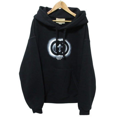 24ss Gucci Interlocking G Pullover Hoodie Cotton Hoodie 770839 Size S Black