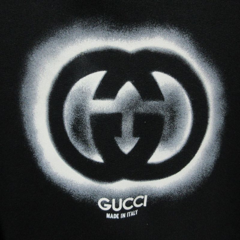 24ss Gucci Interlocking G Pullover Hoodie Cotton Hoodie 770839 Size S Black