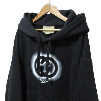 24ss Gucci Interlocking G Pullover Hoodie Cotton Hoodie 770839 Size S Black
