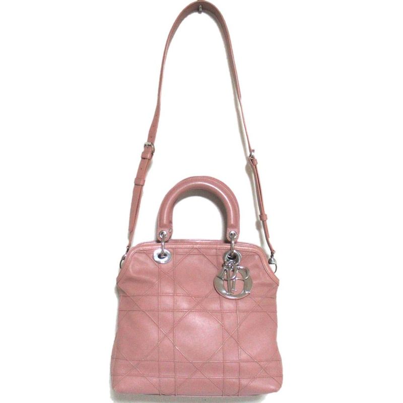 Christian Dior Granville 2way Shoulder Bag Handbag Pink and Silver Hardware