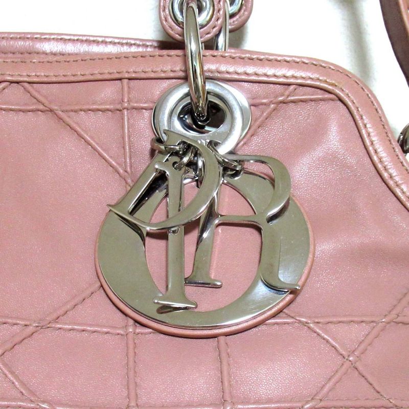 Christian Dior Granville 2way Shoulder Bag Handbag Pink and Silver Hardware