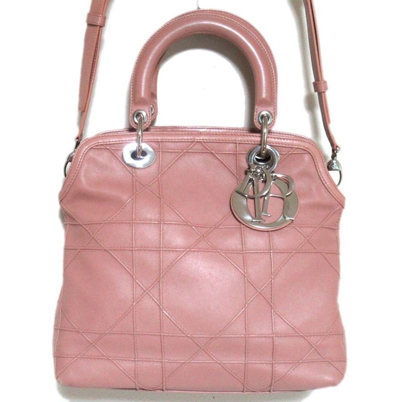 Christian Dior Granville 2way Shoulder Bag Handbag Pink and Silver Hardware