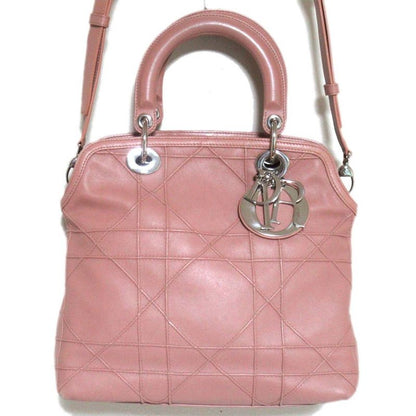 Christian Dior Granville 2way Shoulder Bag Handbag Pink and Silver Hardware