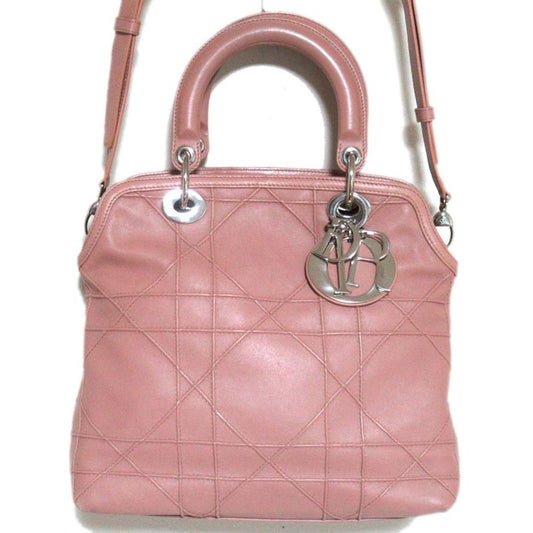 Christian Dior Granville 2way Shoulder Bag Handbag Pink and Silver Hardware