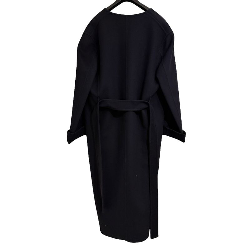 Celine 100% Pure Cashmere Open Front Belted Coat 2m6816700 Size 34 Navy Women