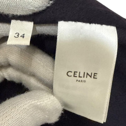 Celine 100% Pure Cashmere Open Front Belted Coat 2m6816700 Size 34 Navy Women