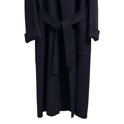 Celine 100% Pure Cashmere Open Front Belted Coat 2m6816700 Size 34 Navy Women