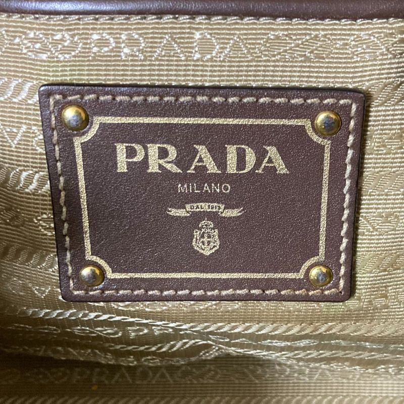 Prada Canvas 2way Tote Handbag Bn1841 Khaki Brown Ladies Used