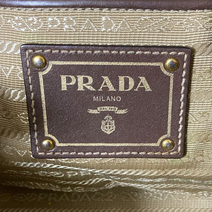 Prada Canvas 2way Tote Handbag Bn1841 Khaki Brown Ladies Used