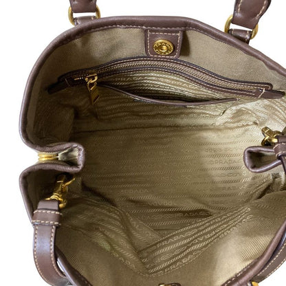 Prada Canvas 2way Tote Handbag Bn1841 Khaki Brown Ladies Used