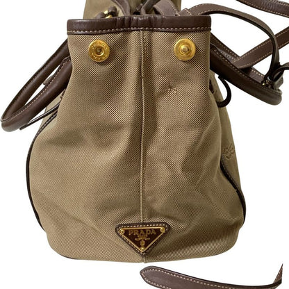 Prada Canvas 2way Tote Handbag Bn1841 Khaki Brown Ladies Used