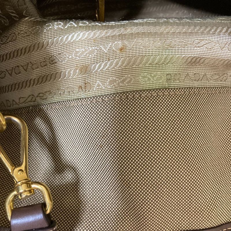 Prada Canvas 2way Tote Handbag Bn1841 Khaki Brown Ladies Used