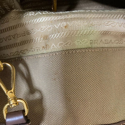 Prada Canvas 2way Tote Handbag Bn1841 Khaki Brown Ladies Used