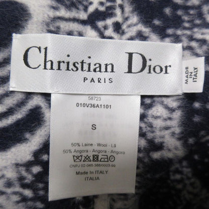 Christian Dior Toile de Jouy Angora Wool Cape Coat Size S Navy Women's Used