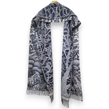 Christian Dior Toile de Jouy Angora Wool Cape Coat Size S Navy Women's Used