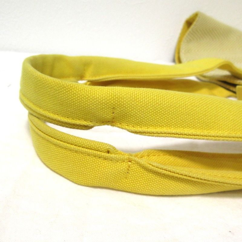 Hermes Panied Plage PM Tote Bag with Pouch Yellow White Ladies Used