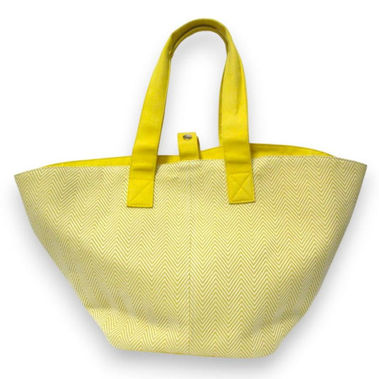Hermes Panied Plage PM Tote Bag with Pouch Yellow White Ladies Used