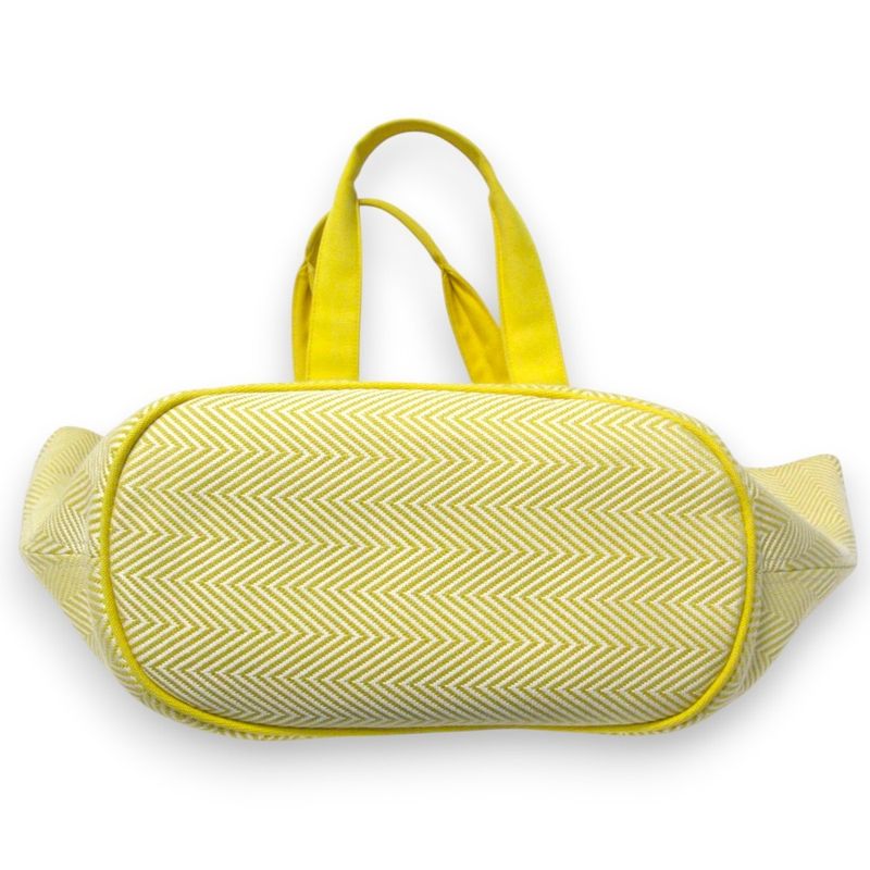 Hermes Panied Plage PM Tote Bag with Pouch Yellow White Ladies Used